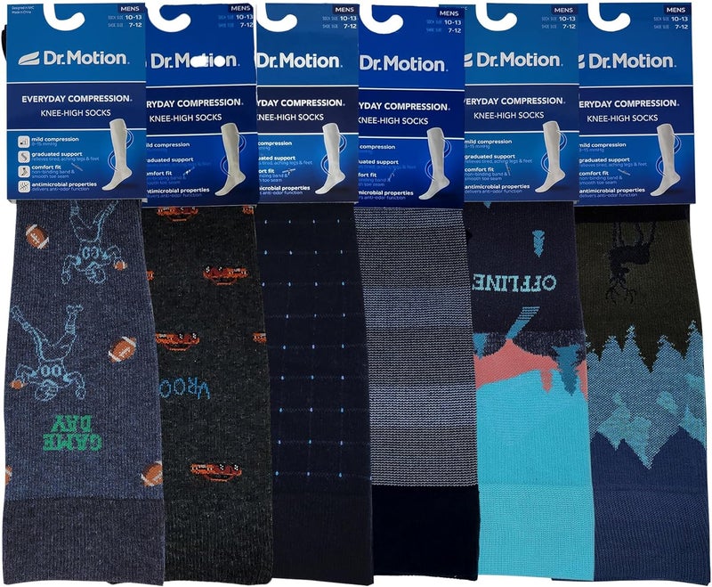 Dr Motion 6 pairs Men compression Knee High socks - Image 2